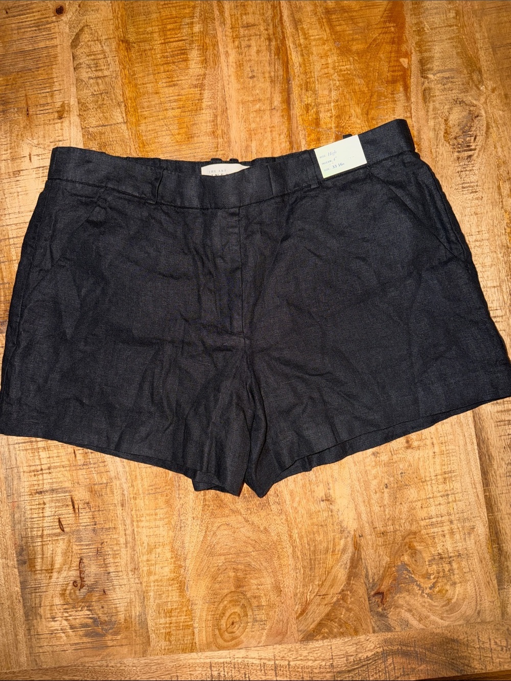 Abercrombie & Fitch Black High-Rise Linen-Blend Shorts